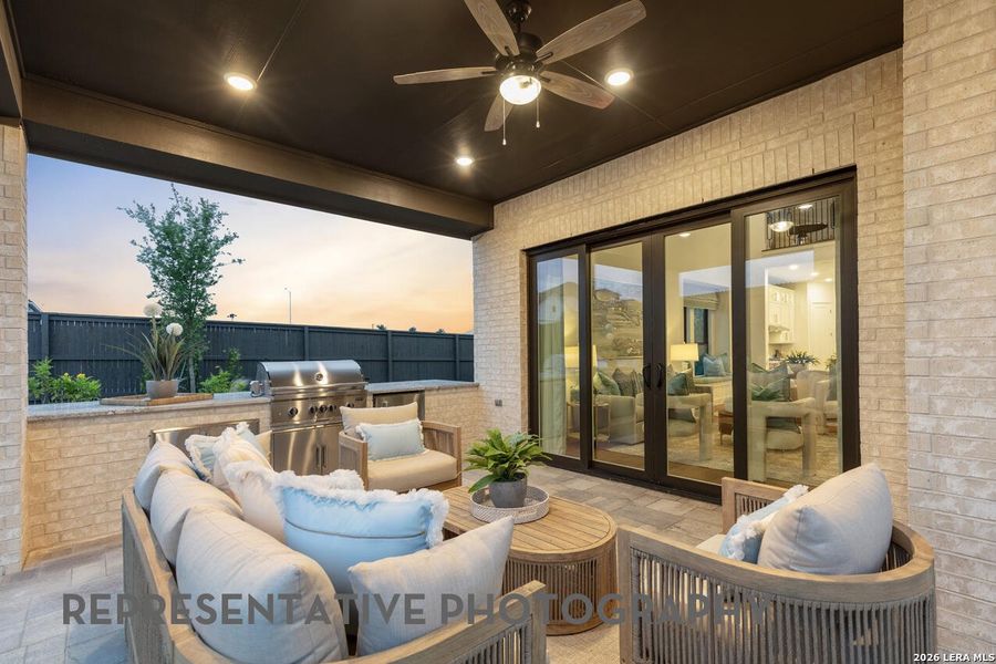 Exterior details and patio area of a home in Prominence, San Antonio (Image 2). Exterior details and patio area of a home in Prominence, San Antonio (Image 2).