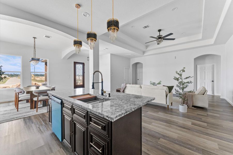 Expansive workspace perfect for meal prep, coffee station, and serving—a true hub of the home. Expansive workspace perfect for meal prep, coffee station, and serving—a true hub of the home.