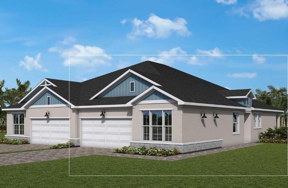 Front exterior of a new home in Gracewater at Sarasota, Sarasota, FL, highlighting curb appeal (Image 6).