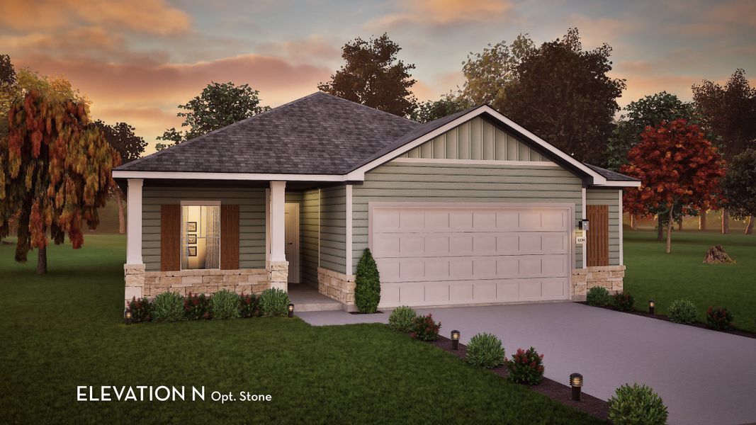 Representative exterior photo of a completed home built from the Frio by CastleRock Communities in Swenson Heights, Seguin, TX (Image 11). Representative exterior photo of a completed home built from the Frio by CastleRock Communities in Swenson Heights, Seguin, TX (Image 11).