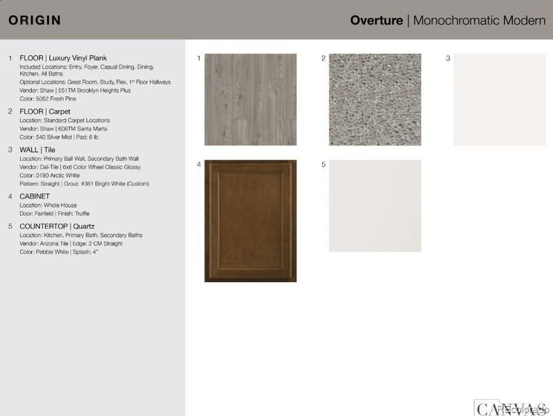 708 96th Avenue Place design selections. Home is currently under construction and selections are subject to change.