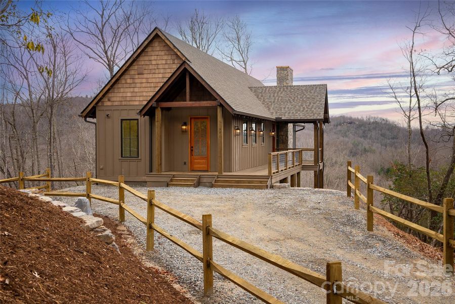 Exterior details and patio area of a home in , Pisgah Forest (Image 28).