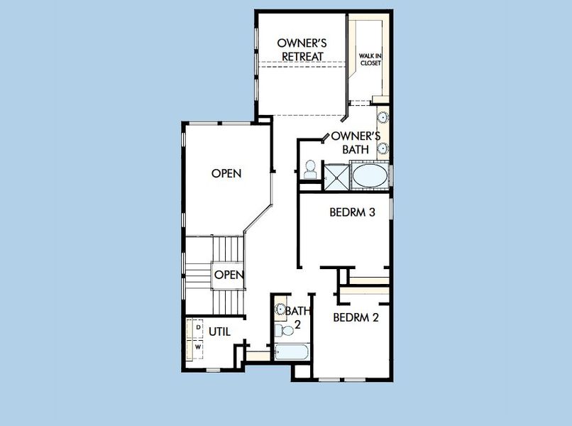 2D floor plan layout for the The Hewlett by David Weekley Homes in Jubilee - Grove Row Collection, Hockley, TX (Image 4).