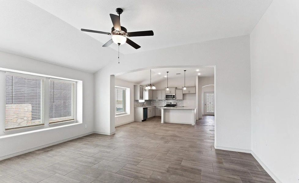Representative unfurnished interior of a home built from the Mary 1865SSC by Saratoga Homes in Paseo Del Este, El Paso (Image 7). Representative unfurnished interior of a home built from the Mary 1865SSC by Saratoga Homes in Paseo Del Este, El Paso (Image 7).