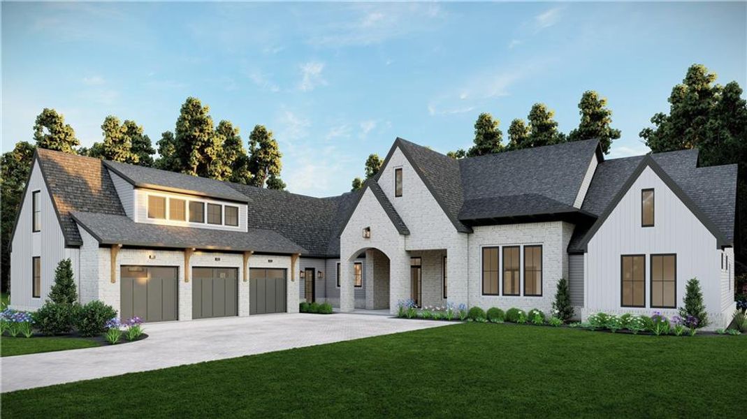 Front exterior of a new home in , Cumming, GA, highlighting curb appeal (Image 1).