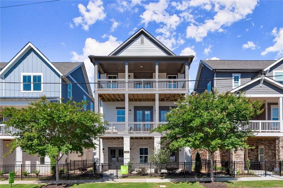 Front exterior of a new home in West Town, Atlanta, GA, highlighting curb appeal (Image 24). Front exterior of a new home in West Town, Atlanta, GA, highlighting curb appeal (Image 24).