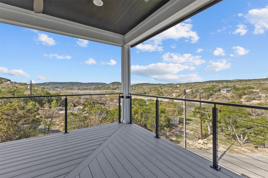 Wooden terrace with a mountain view