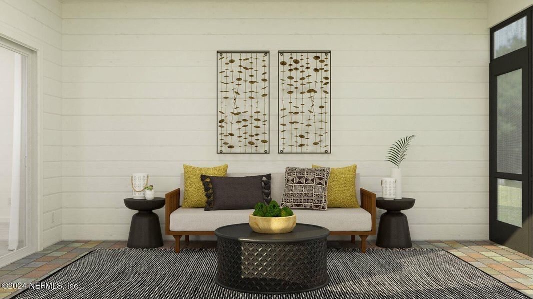 Exterior details and patio area of a home in Silver Falls Single Family at SilverLeaf, St. Augustine (Image 3).