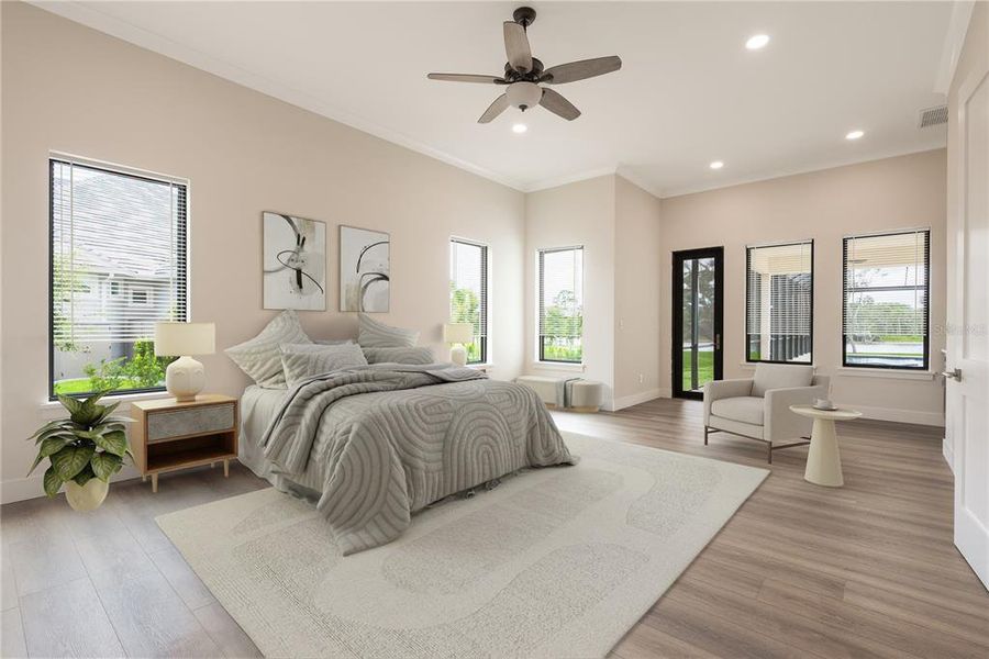 Master bedroom with private door to the pool/spa!