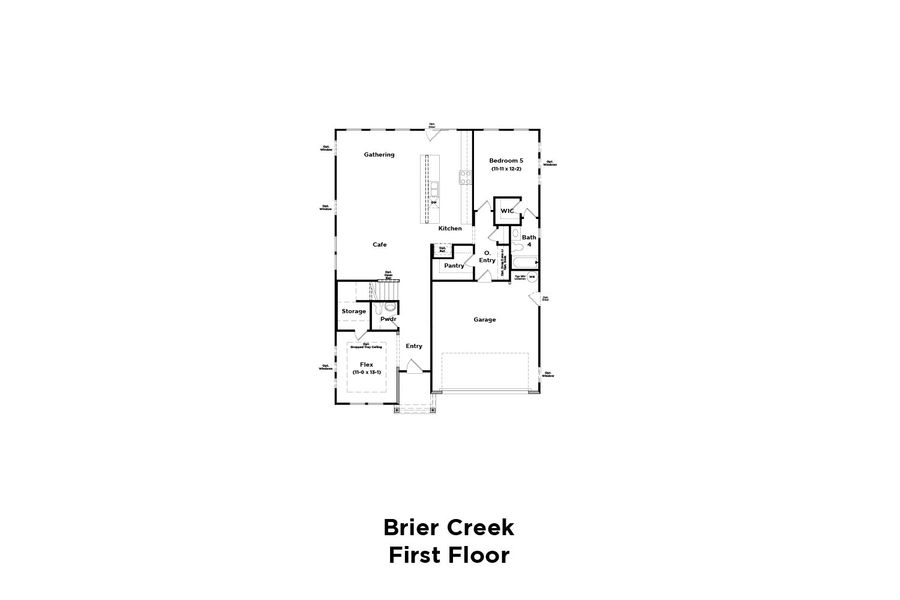 2D floor plan layout for the Brier Creek by DRB Homes in Weavers Pointe, Zebulon, NC (Image 3).