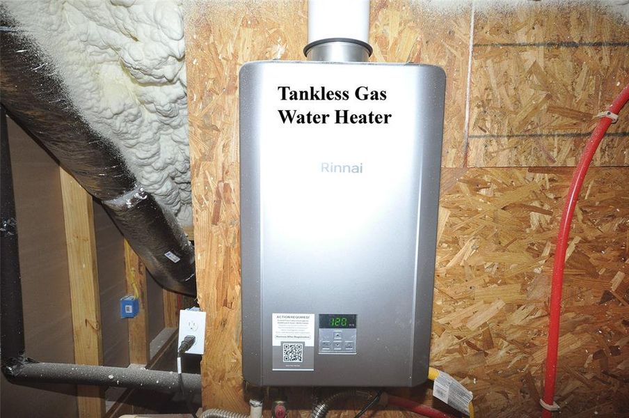 Efficient tankless gas water heater.