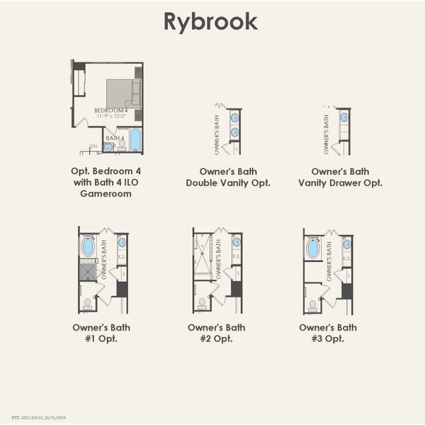 2D floor plan layout for the Rybrook by Pulte Homes in Santa Rita Ranch, Liberty Hill, TX (Image 4). 2D floor plan layout for the Rybrook by Pulte Homes in Santa Rita Ranch, Liberty Hill, TX (Image 4).