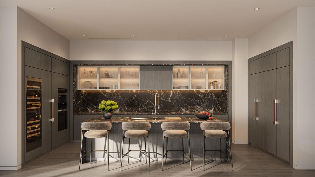 Kitchen Featuring the Moody Color Scheme Selection.