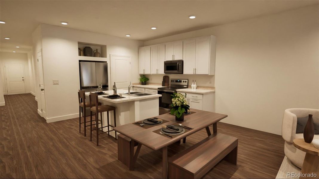 Furnished interior view inside a new home in Thompson River Ranch, Johnstown (Image 2). Furnished interior view inside a new home in Thompson River Ranch, Johnstown (Image 2).