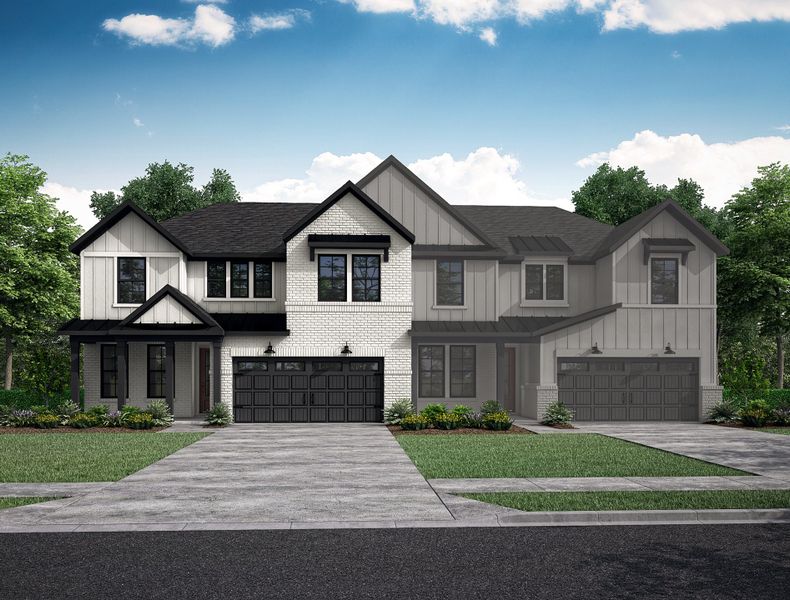 Representative exterior photo of a completed home built from the Enchante by Beazer Homes in Meridiana, Iowa Colony, TX (Image 1). Representative exterior photo of a completed home built from the Enchante by Beazer Homes in Meridiana, Iowa Colony, TX (Image 1).