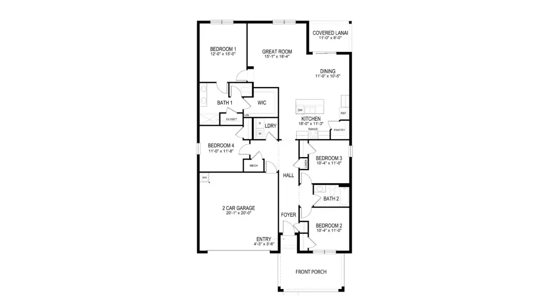 2D floor plan layout for the Cali by D.R. Horton in Pinellas County Spot Lots, Pinellas Park, FL (Image 5).