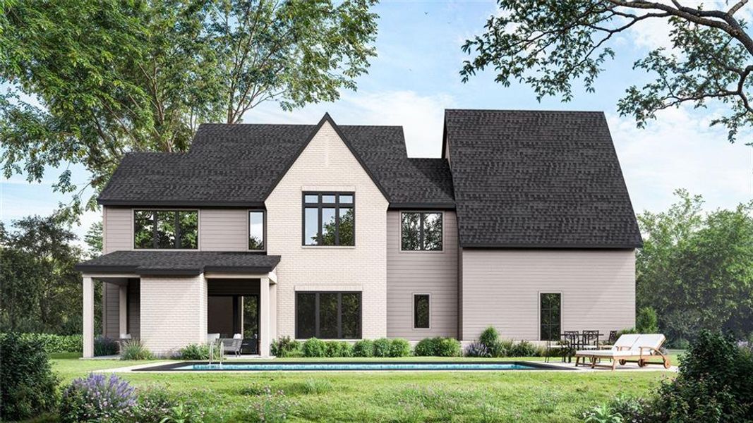 Front exterior of a new home in , Norcross, GA, highlighting curb appeal (Image 2). Front exterior of a new home in , Norcross, GA, highlighting curb appeal (Image 2).