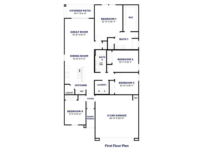 2D floor plan layout for the Dalton by D.R. Horton in Heartland Ranch, Coolidge, AZ (Image 4).