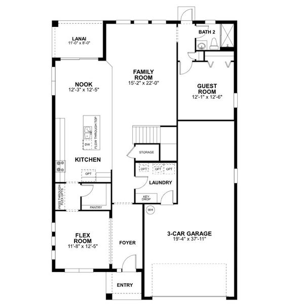 2D floor plan layout of this home in Bay Lake Farms, St. Cloud, FL (Image 3).
