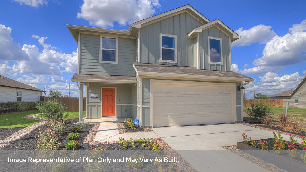 Front exterior of a new home in Sunset Oaks, Maxwell, TX, highlighting curb appeal (Image 2). Front exterior of a new home in Sunset Oaks, Maxwell, TX, highlighting curb appeal (Image 2).