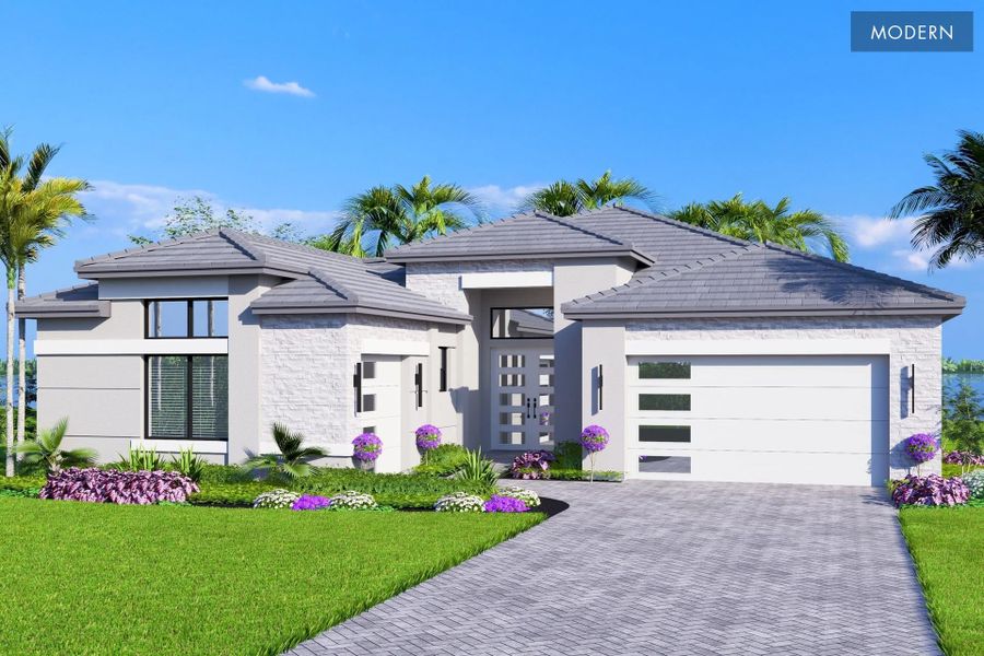 Representative exterior photo of a completed home built from the Tivoli II by GL Homes in Valencia Vista at Riverland, Port St. Lucie, FL (Image 13).