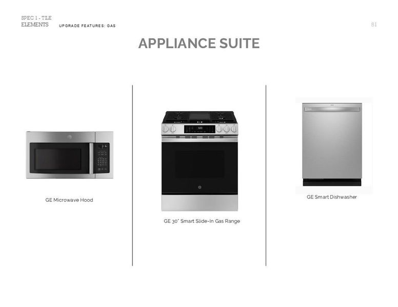 Loft Look Palette 1: Appliance Selection Sheet (*Artist rendering used for illustration purposes only.)