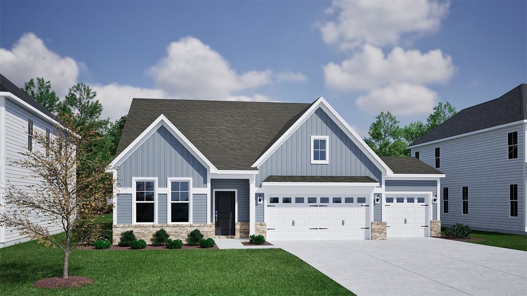 Representative exterior photo of a completed home built from the Hunter - Vanguard Collection by Mungo Homes in East Wynd, Hampstead, NC (Image 8). Representative exterior photo of a completed home built from the Hunter - Vanguard Collection by Mungo Homes in East Wynd, Hampstead, NC (Image 8).