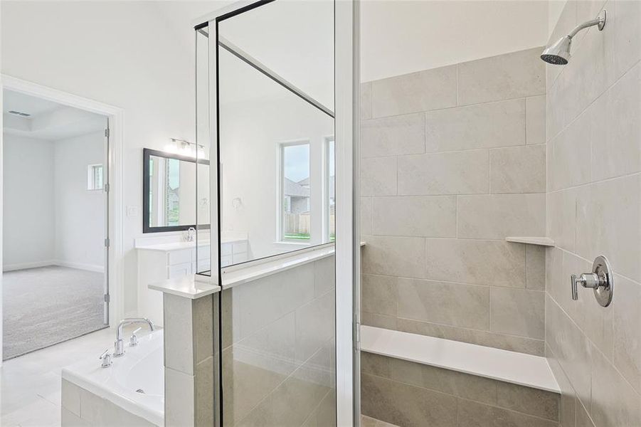 Bathroom with independent shower and bath