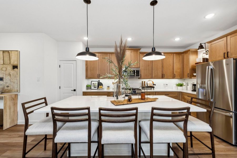 Kitchen with pendant lighting