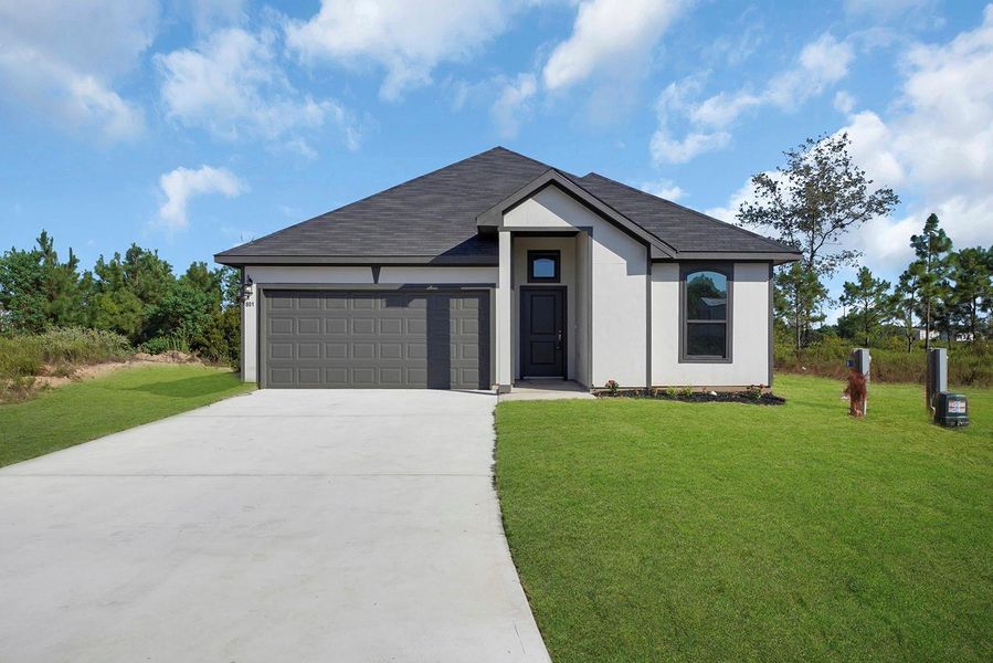 Front exterior of a new home in , Cleveland, TX, highlighting curb appeal (Image 2). Front exterior of a new home in , Cleveland, TX, highlighting curb appeal (Image 2).