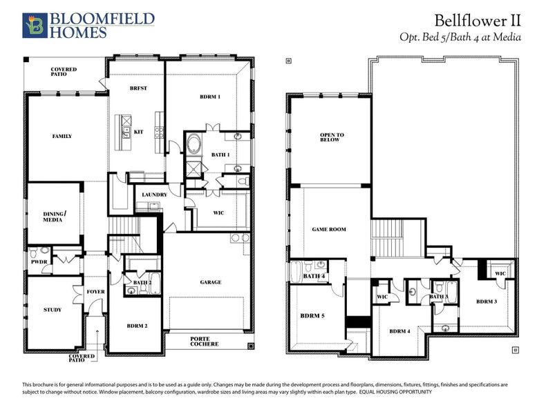 Bellflower II Floor Plan with Opt Bed 5/Beth 4 at Media