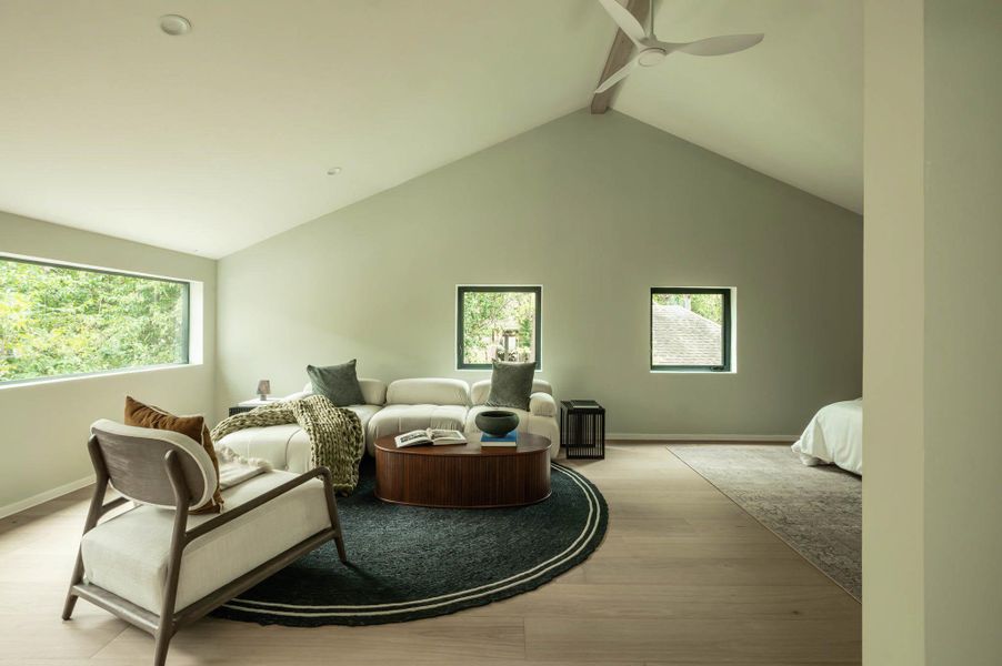 Lighting is always gentle in this room, brings conform and calm.