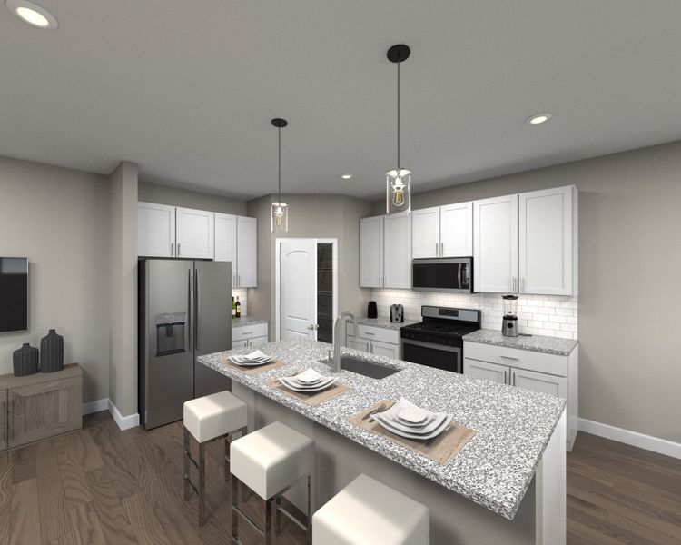 The large walk-in pantry and kitchen island make it easy to feed a group.