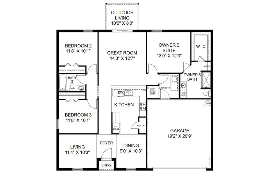 2D floor plan layout for the Foxtail by Holiday Builders in Flagler Estates, Hastings, FL (Image 3). 2D floor plan layout for the Foxtail by Holiday Builders in Flagler Estates, Hastings, FL (Image 3).