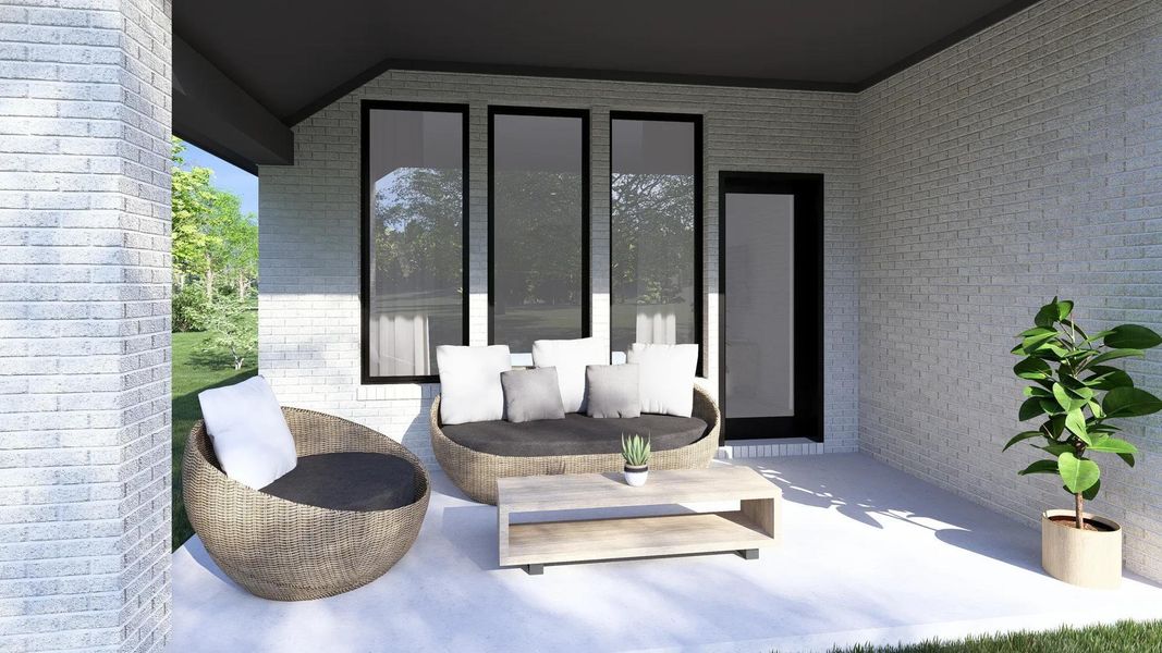 Exterior details and patio area of a home in Everly - 45', Hockley (Image 2). Exterior details and patio area of a home in Everly - 45', Hockley (Image 2).