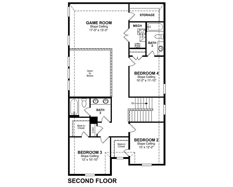 2D floor plan layout for the Marathon by Beazer Homes in Wildflower Ranch, Northlake, TX (Image 4).