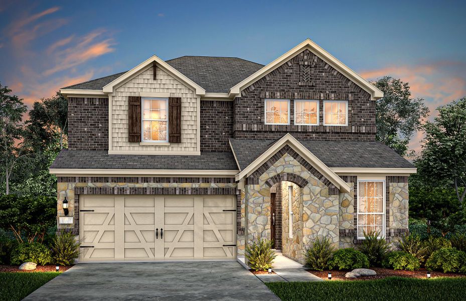 The Lochridge, a two-story home with 2-car garage, shown as Home Exterior B The Lochridge, a two-story home with 2-car garage, shown as Home Exterior B