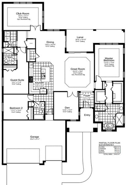 2D floor plan layout for the Captiva by Neal Communities in Boca Royale Golf & Country Club at Wellen Park, Englewood, FL (Image 5).