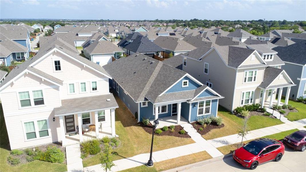 Aerial view of residential area
