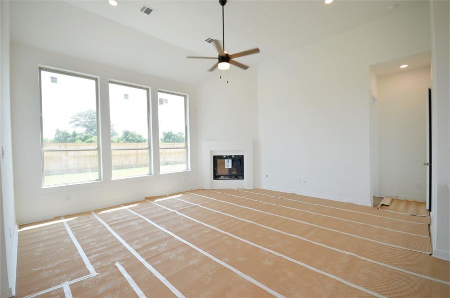 Cozy fireplace in family room