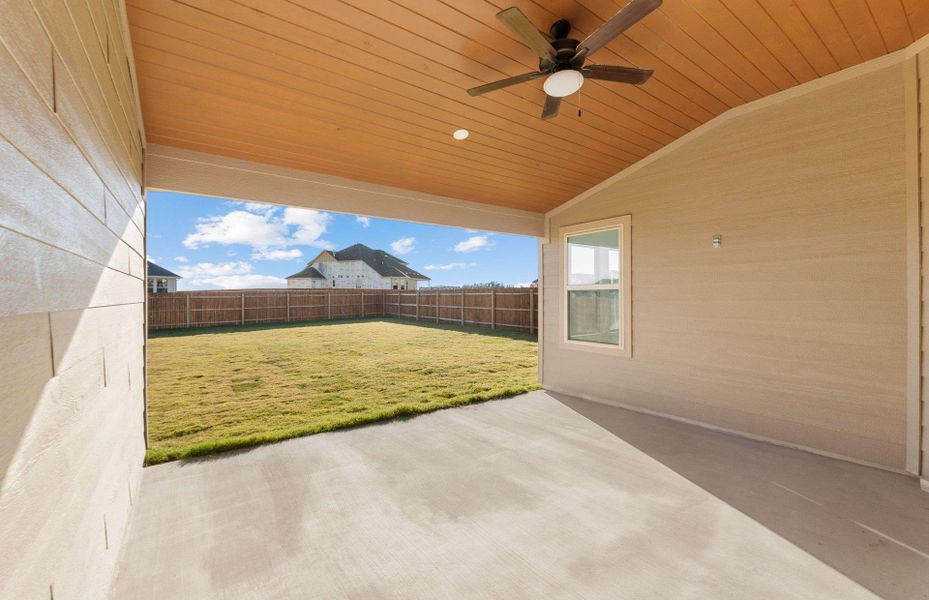 Exterior details and patio area of a home in Saddleback at Santa Rita Ranch, Liberty Hill (Image 26).