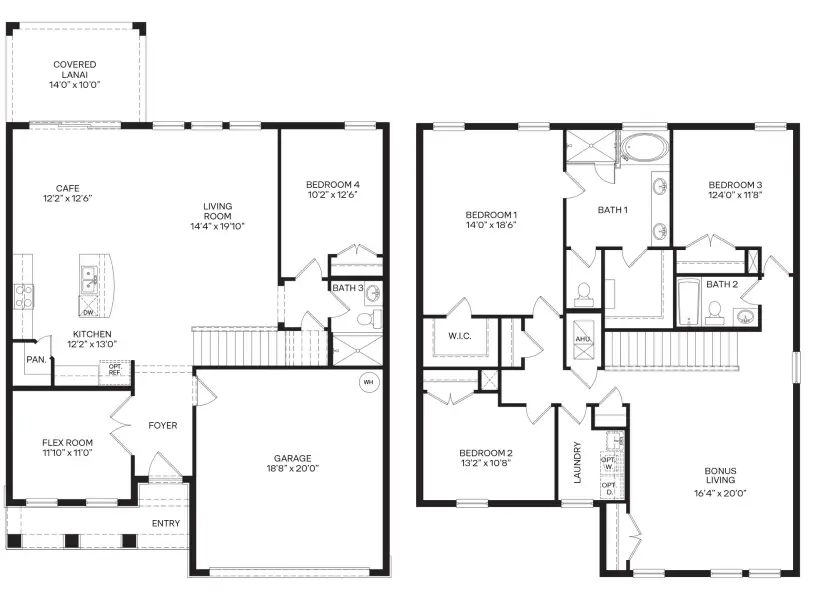2D floor plan layout for the Coral by D.R. Horton in Hawthorne Ranch, Lakeland, FL (Image 3).