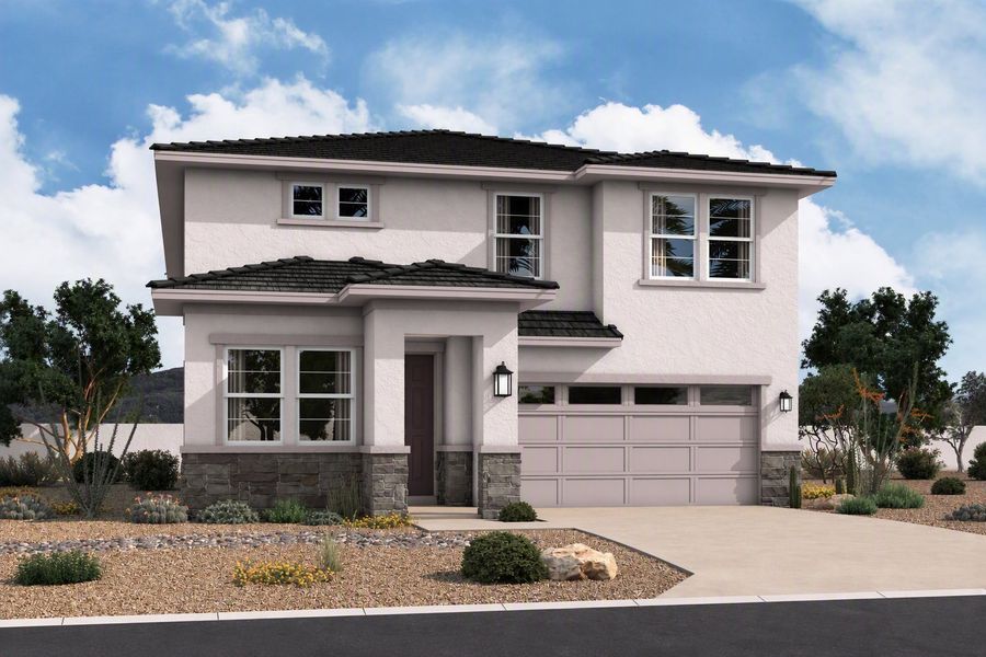 Representative exterior photo of a completed home built from the Sabino by Beazer Homes in Montana Vista - Highland, Buckeye, AZ (Image 2). Representative exterior photo of a completed home built from the Sabino by Beazer Homes in Montana Vista - Highland, Buckeye, AZ (Image 2).