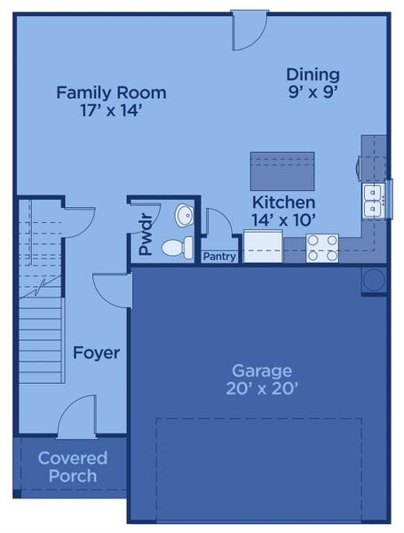 2D floor plan layout for the Savannah by UnionMain Homes in Three Rivers, Rome, GA (Image 3).