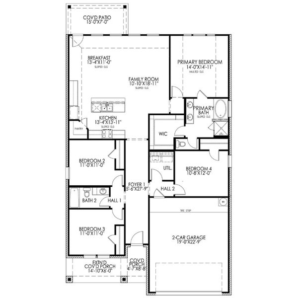 2D floor plan layout for the The Elm by Lillian Custom Homes in Hickory Hill, Sherman, TX (Image 6). 2D floor plan layout for the The Elm by Lillian Custom Homes in Hickory Hill, Sherman, TX (Image 6).