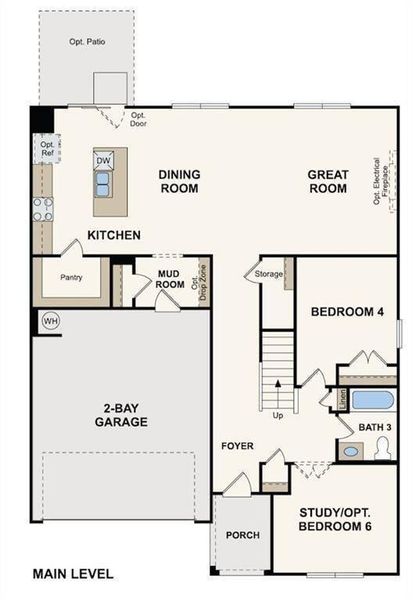2D floor plan layout of this home in Walker Grove, McDonough, GA (Image 5).
