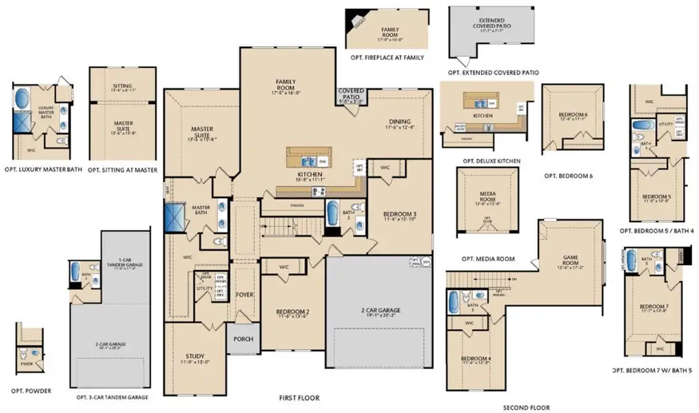 2D floor plan layout for the Parker by Pacesetter Homes in Timberbrook, Justin, TX (Image 4).