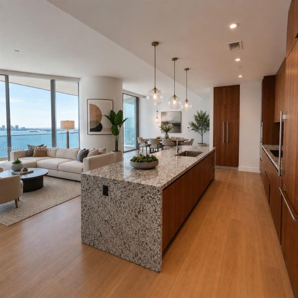 Furnished interior view inside a new home in , Miami (Image 9). Furnished interior view inside a new home in , Miami (Image 9).