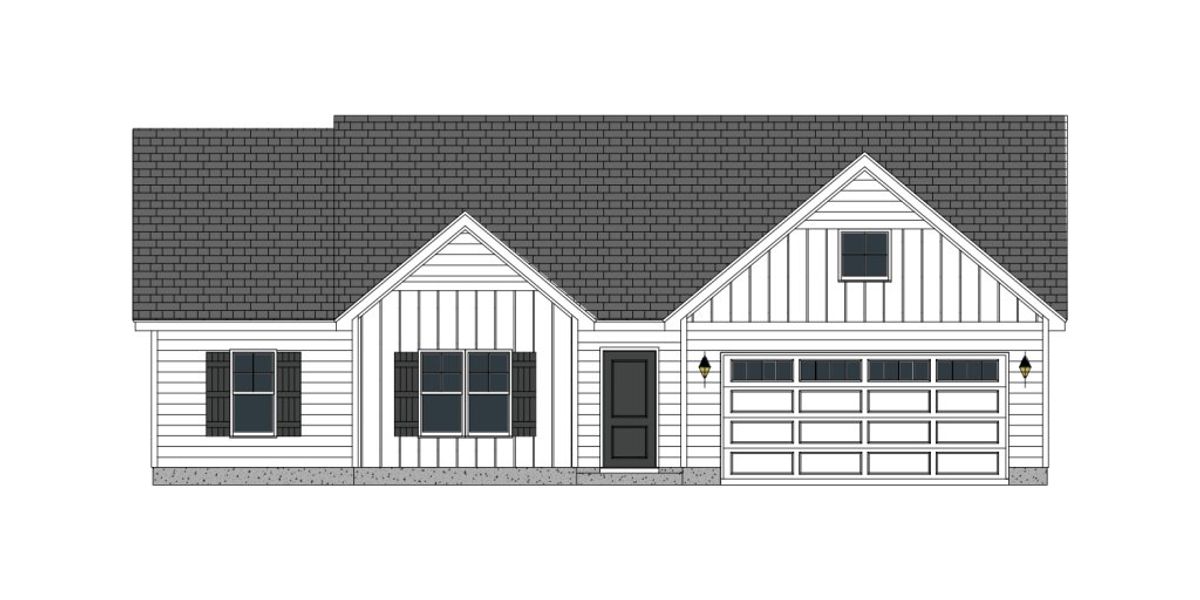 Front exterior of a new home in Davenport Farms, Winterville, NC, highlighting curb appeal (Image 1).