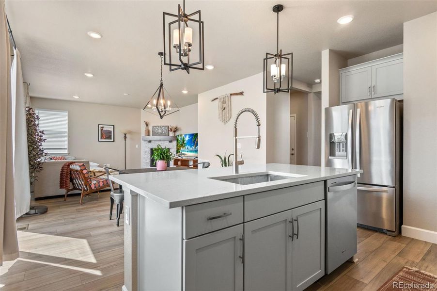 Open kitchen, dining and living room